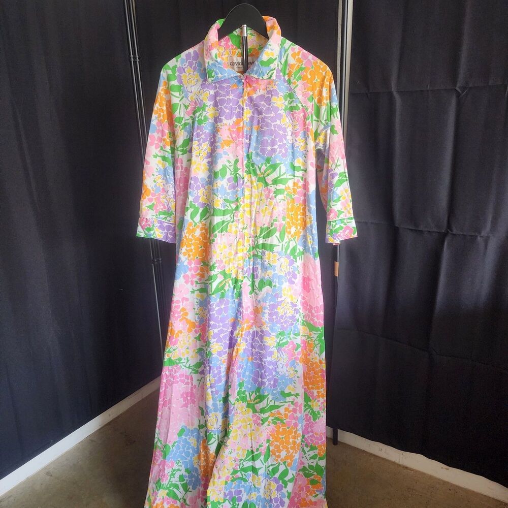 Vintage 1970s David Brown California Floral Maxi Housecoat Lounger